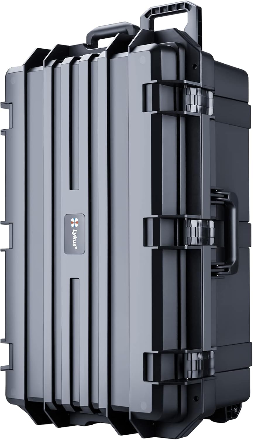 Lykus HC-7530 Large Waterproof Hard Case with Wheels and Customizable Foam, Interior Size 29.5x17.7x11.8 inch, Suitable for cameras, lenses, electronic equipment and more