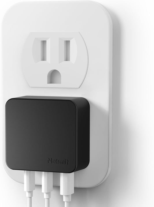 Nekmit 67W Flat USB C Charger Block, 3-Port GaN Fast Wall Charger, USB C Wall Plug for MacBook Pro/Air, iPad, iPhone, Galaxy and More