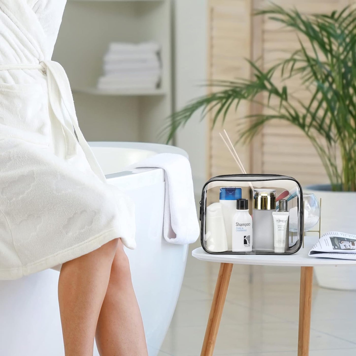 PACKISM Clear Makeup Bags, 4 Pack Quart Size Travel Bag TSA ApprovedTravel for Toiletries, Cosmetic Bags Carry on Clear Toiletry TSA Approved Toiletry, Black