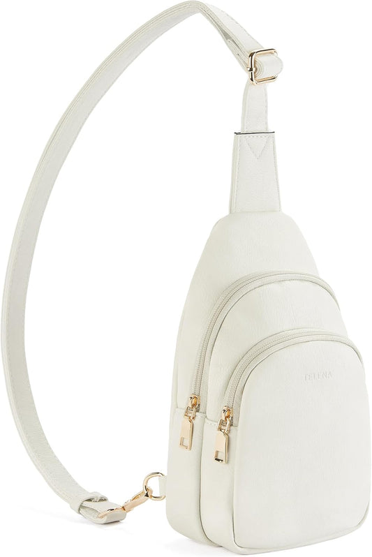 Telena Small Sling Bag for Women Leather Crossbody Fanny Packs Chest Bag for Women