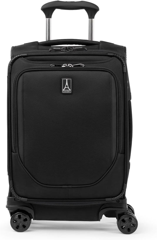 Travelpro Crew Classic Lightweight Softside Expandable Carry on Luggage, 8 Wheel Spinner Suitcase, Men and Women, Compact Carry On 20-Inch, Black