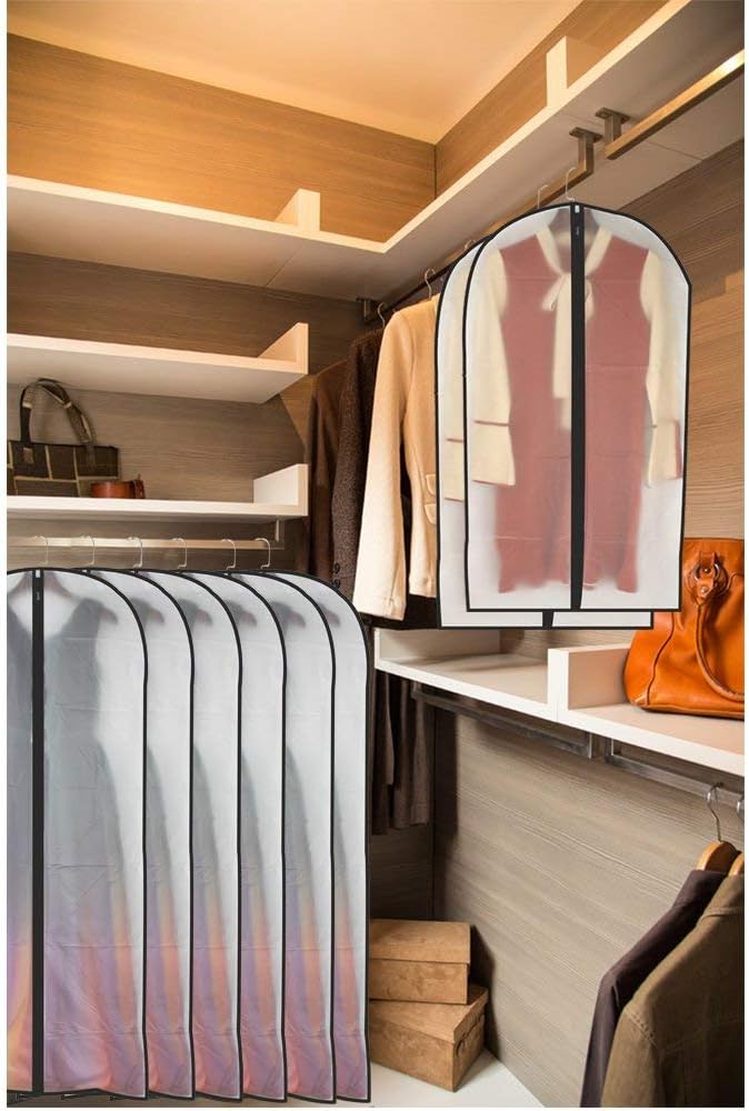 Garment Bag Black Side Breathable Clear Full Zipper Bags for Clothes Storage (24'' x 40'', Black + Balls)