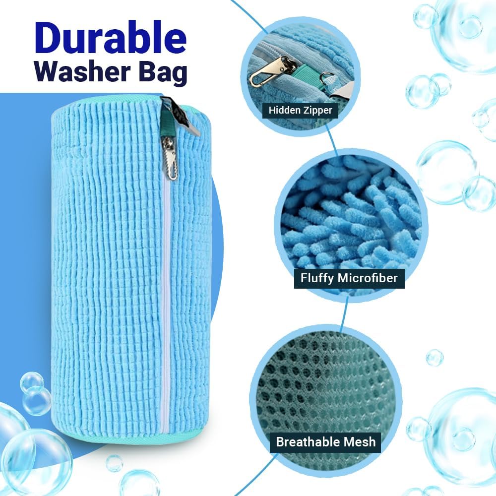 EPSCY Shoe Washing Machine Bag 2 Pack - Reusable Deep Clean Sneaker Bags - Fits All Shoe Sizes & Types, Self-Locking Zipper, Protects Machine (Blue)