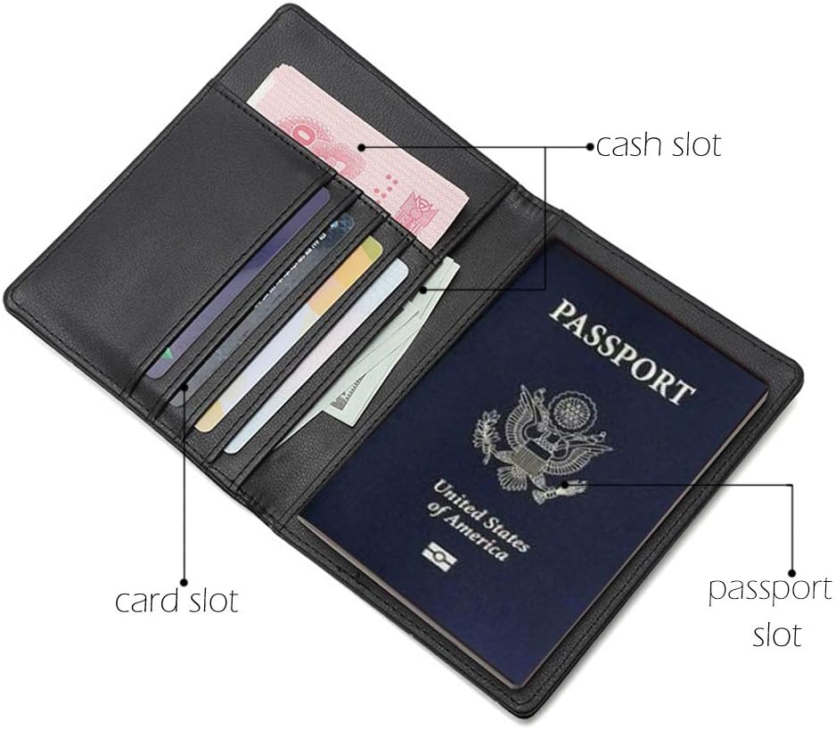 BAKUN Travel Wallet & Family Leather Passport Holder Cover RFID Blocking Travel Wallet, Leather Card Case, Travel Document Organizer Case(Coffee)