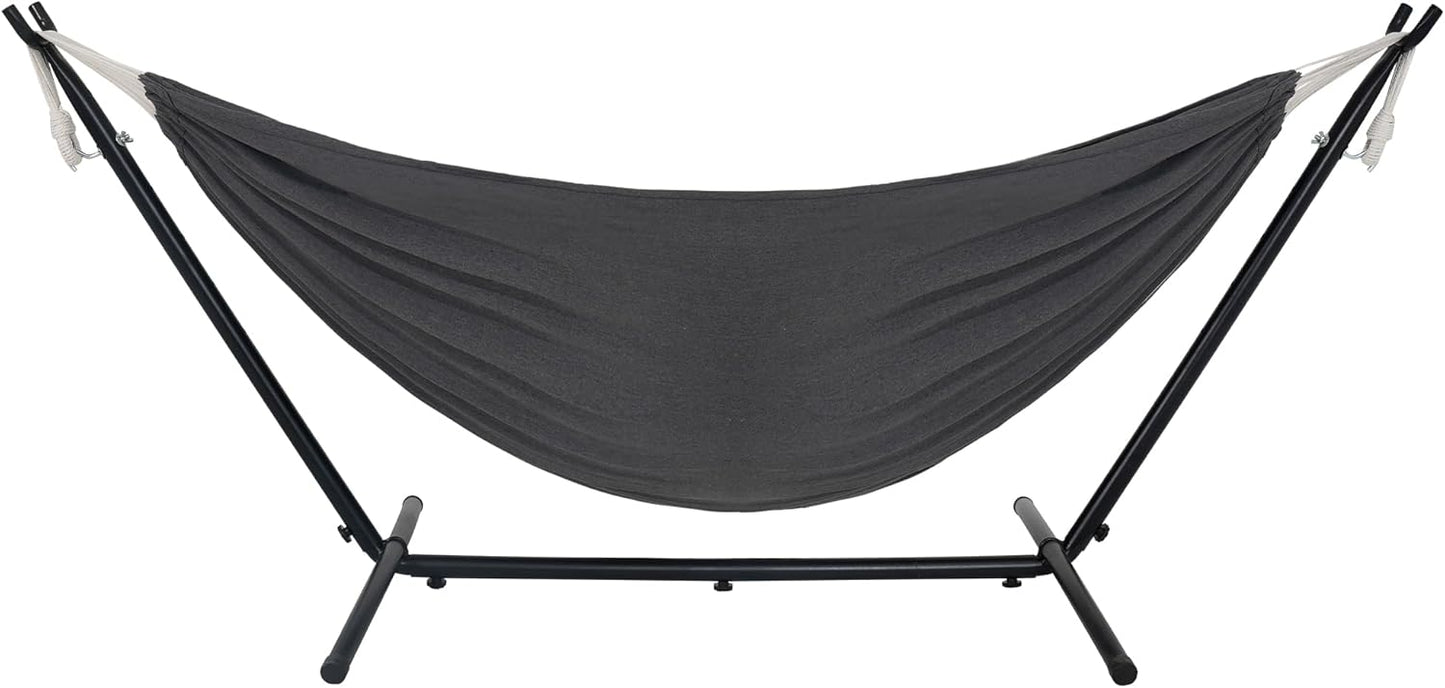 Lazy Daze Hammocks Double Hammock with 9ft Space-Saving Steel Stand Includes Portable Carrying Case, 450 Pounds Capacity (Dark Grey)