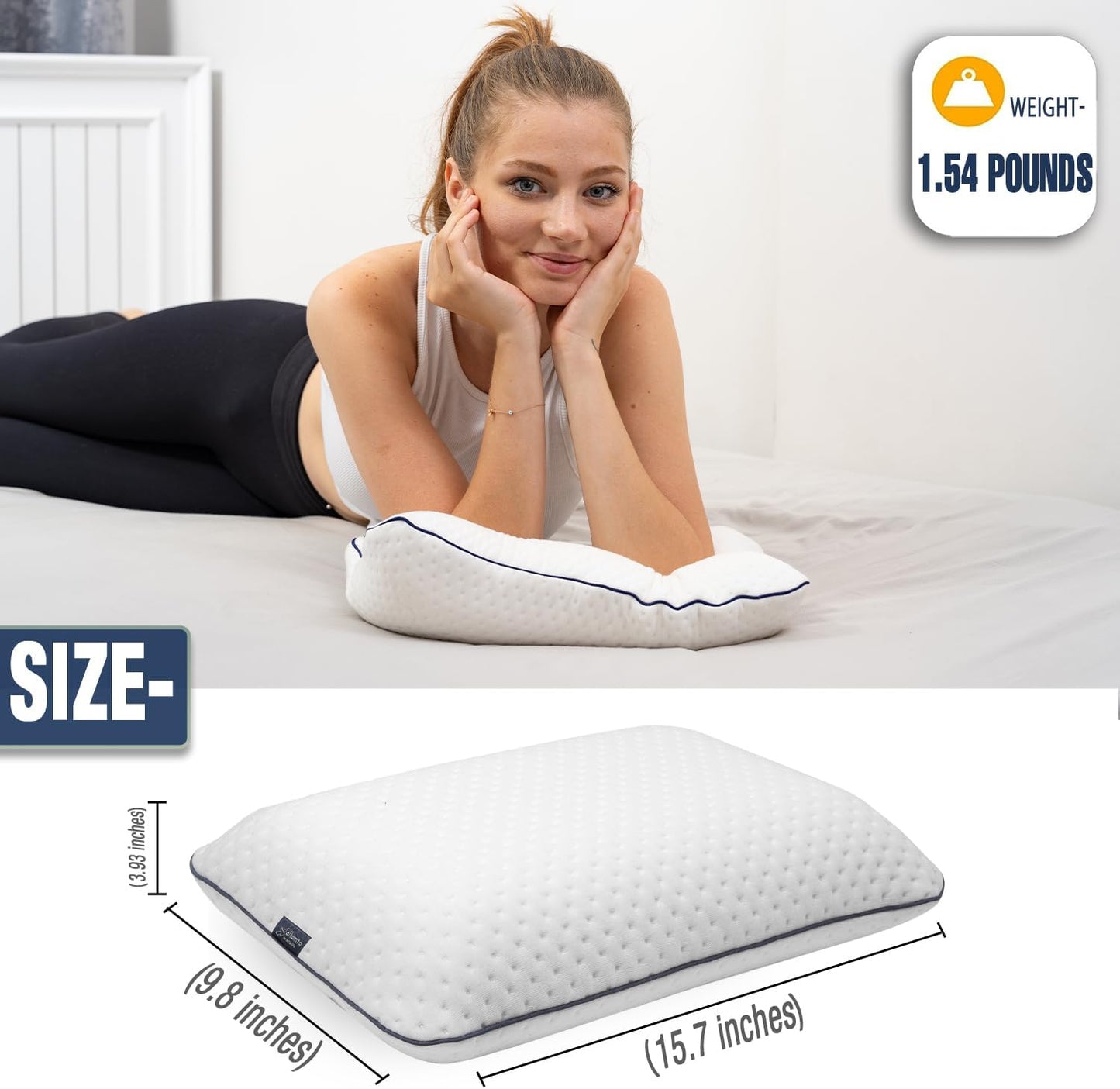Travel & Camping Comfortable Memory Foam Pillow – Easy to Carry Portable Bag – Temperature Regulating Pillow Case (White)