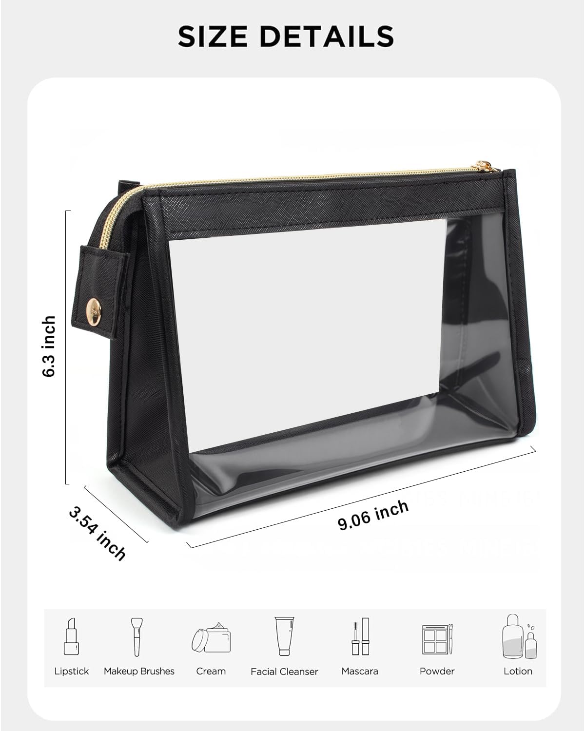 Clear Makup Bag, Clear Cosmetic Bags with Zipper Waterproof Small Travel Cosmetic Case Cute Make Up Pouch Mini Car Essentials for Women Travel Car Organizer