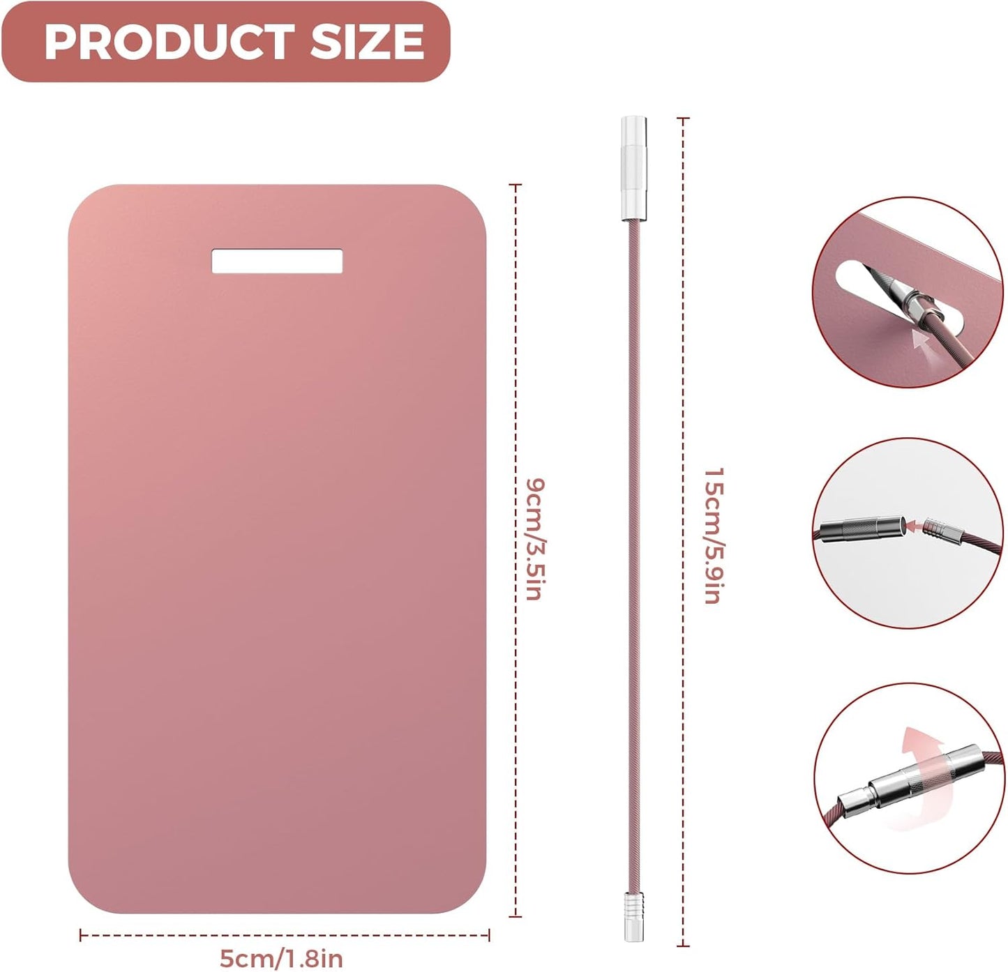 Personalized Luggage Tags, Custom Luggage Tags 4 Pack TSA Approved Double Sided Laser Engraving, Metal Luggage Tag for Suitcases with Stainless Loops, Name Tag for Bags, Backpacks (Pink)