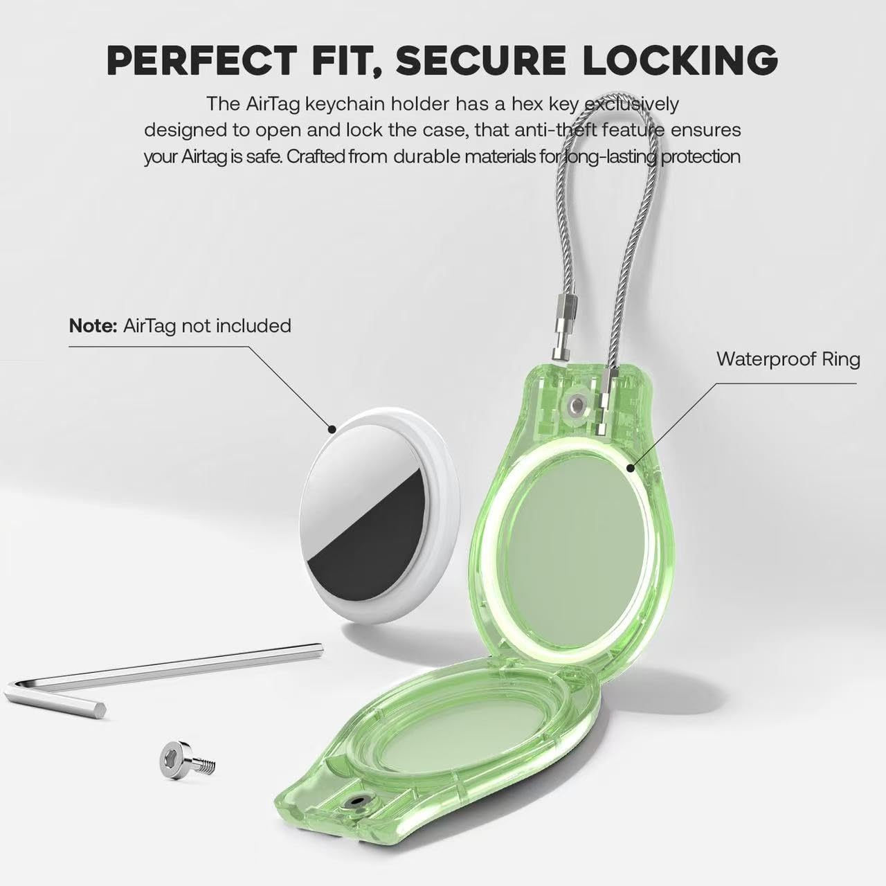 4 Pack Protect Case Compatible with Apple AirTag, Secure GPS Tracker Holder Waterproof with Wire Cable Shockproof & Anti-Theif Suitable for Keychain, Keys, Luggage, Bags and Kids Luggage (4 Pack)