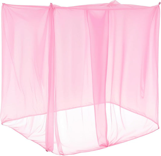 4 Corners Mosquito Net for Mosquiteros para Camas Bed Canopies Netting Bed Drapes Rectangular Mosquito Mesh for Camping Home Outdoor Travel(Pink,L75 X W59 X H67 Inch,Opening)