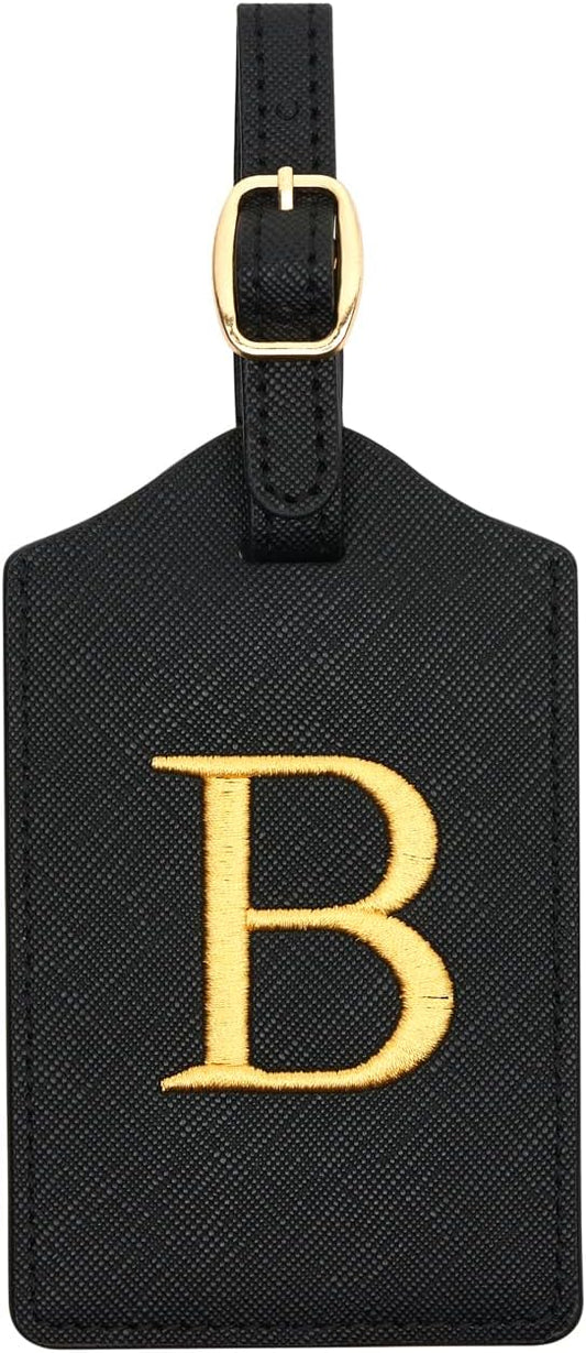 Luggage Tag PU Leather for Suitcase Baggage Handbag Travel Bag Label Suitcase Tag Label Tag w. Name Card & Privacy Cover (B)