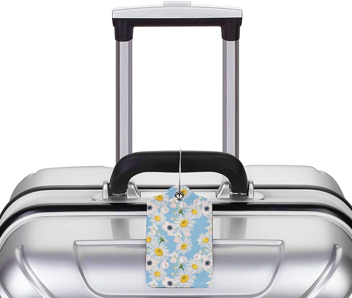 2 Pack Luggage Tag for Suitcase, Cute Unique Leather Suitcase Tags Identifiers with Privacy Name Address Labels & Durable Steel Loop for Women Men Travel