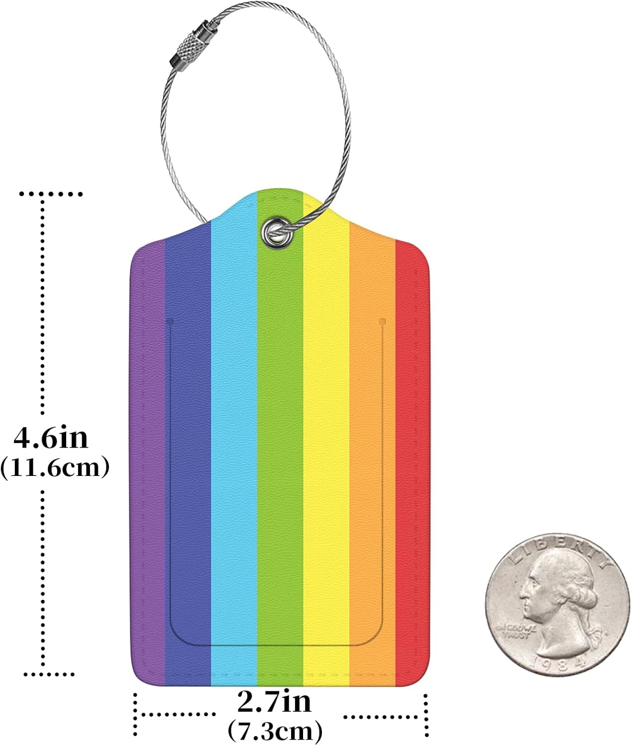 2 Pcs Luggage Tags for Suitcases, PU Leather Cruise Ship Luggage Tags with Privacy Cover Label Address Card and Durable Metal Ring Suitable for Men Women Handbags Backpacks SchoolBags,Rainbow Stripes