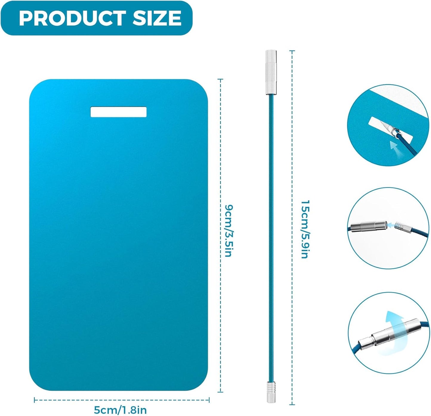 Personalized Luggage Tags, Custom Luggage Tags 4 Pack TSA Approved Double Sided Laser Engraving, Metal Luggage Tag for Suitcases with Stainless Loops, Name Tag for Bags, Backpacks (Lake Blue)