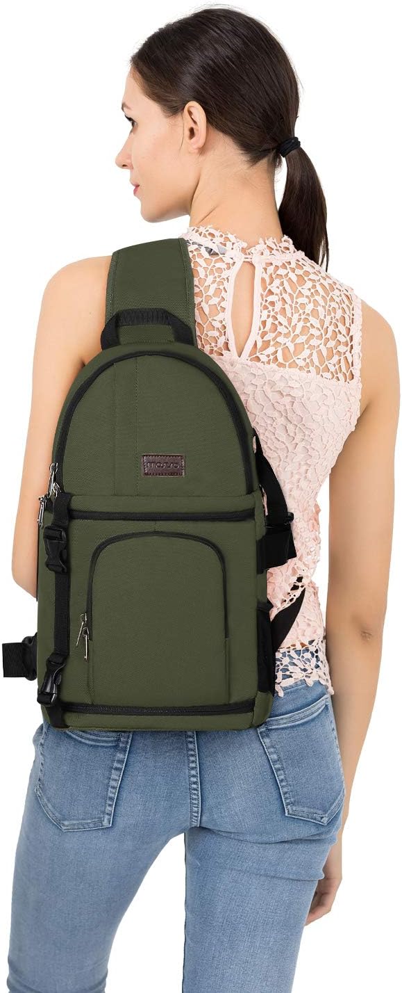 MOSISO Camera Sling Bag, DSLR/SLR/Mirrorless Camera Backpack Case Shockproof Photography Backpack with Tripod Holder & Removable Modular Inserts Compatible with Canon/Nikon/Sony/Fuji