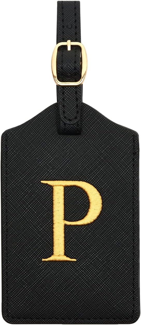 Luggage Tag PU Leather for Suitcase Baggage Handbag Travel Bag Label Suitcase Tag Suitcase Label Tag w. Name Card & Privacy Cover (P)