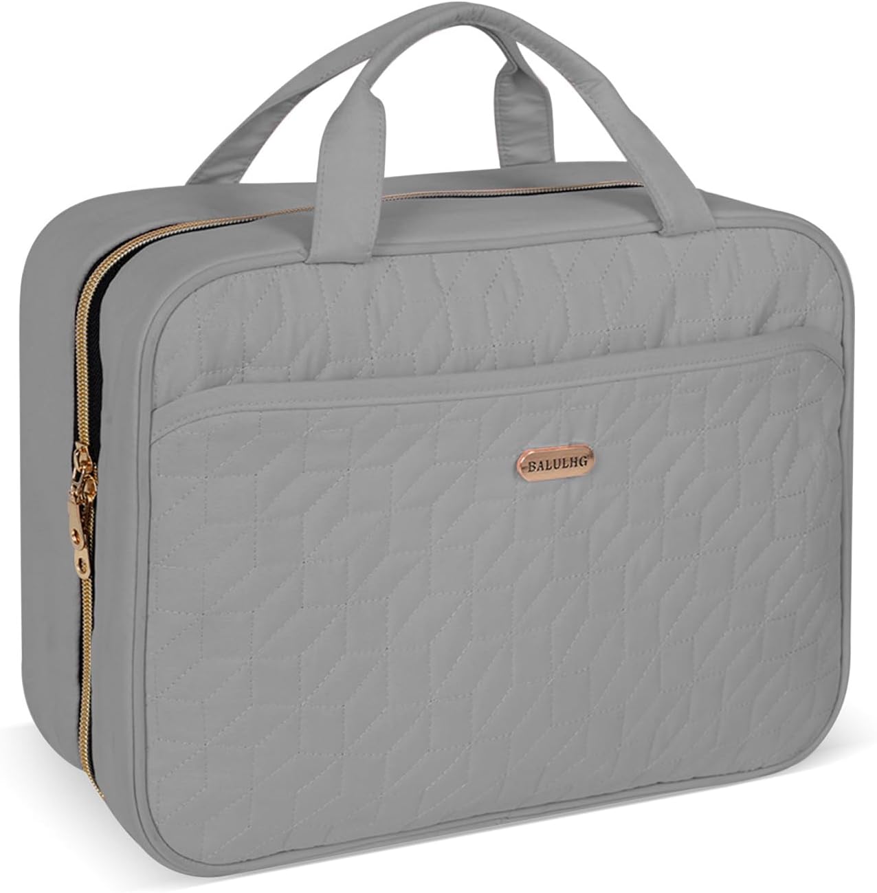 Grey Toiletry Bag, Makeup Organizer, Travel Bag For Women Mens Toiletries, Waterproof with Hanging Hook, Large Capacity