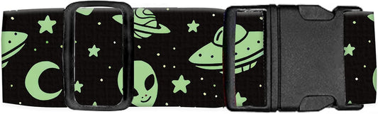 Luggage Straps for Suitcases Travel Belt Accessories, Cute Suitcase Strap, Adjustable Luggage Belt Strap, Heavy Duty with Quick-Release Buckle Luggage Strap Cute Green Aliens
