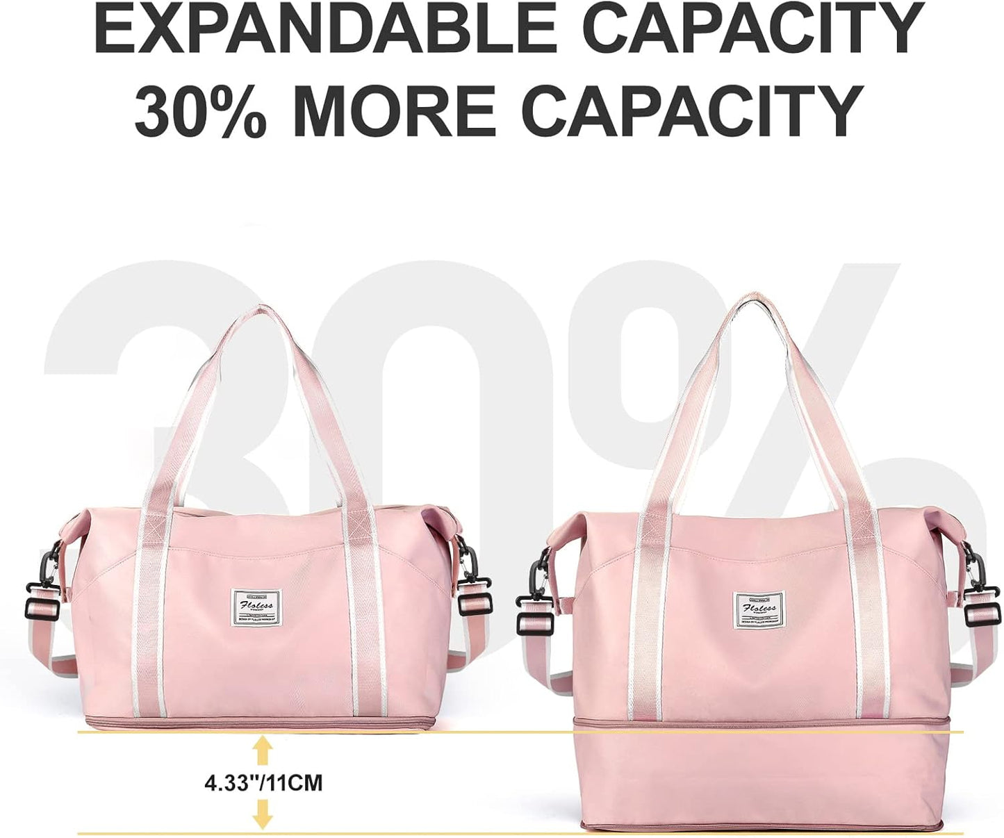 Travel Duffel Bag, Sports Tote Gym Bag, Shoulder Weekender Overnight Bag for Women