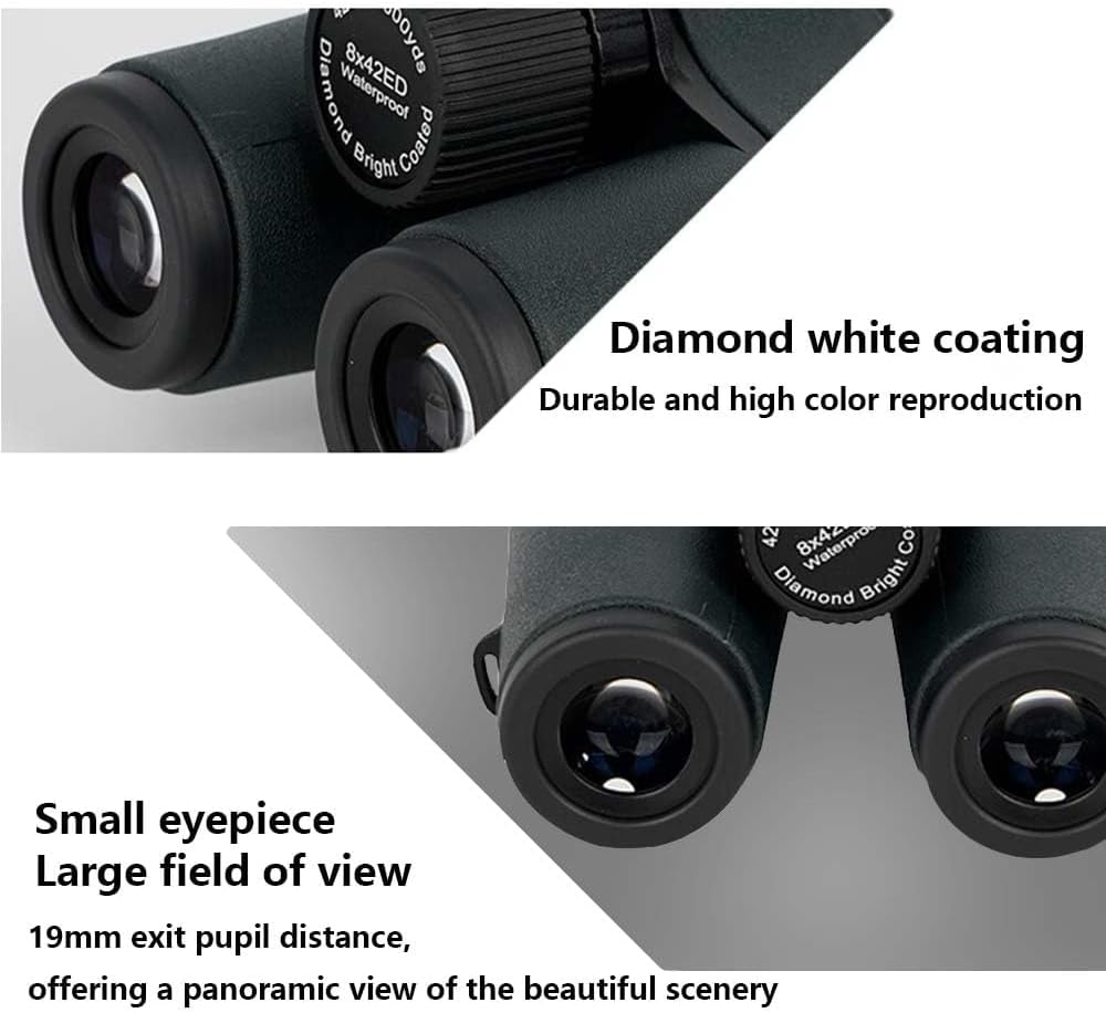 10x42ED Compact Binoculars for Adults – High-Powered BAK4 Prisms, Diamond White Coating, Waterproof & Fogproof, Rubber Armored – Ideal for Bird Watching, Hunting, Travel, Outdoor Sports