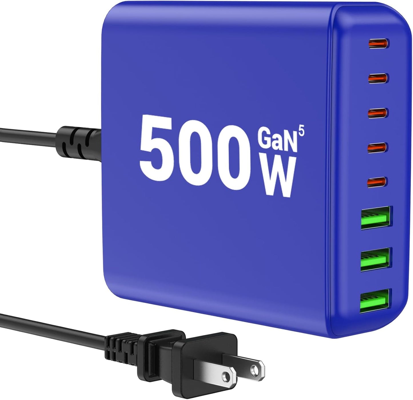 500W USB C Charger Block, 8-Port USB C Charging Station Fast Charging PD 120W PC Laptop Charger Adapter Compatible with MacBook Pro/Air/All iPad,DELL, iPhone 16/15/14/13/Pro Max/Galaxy