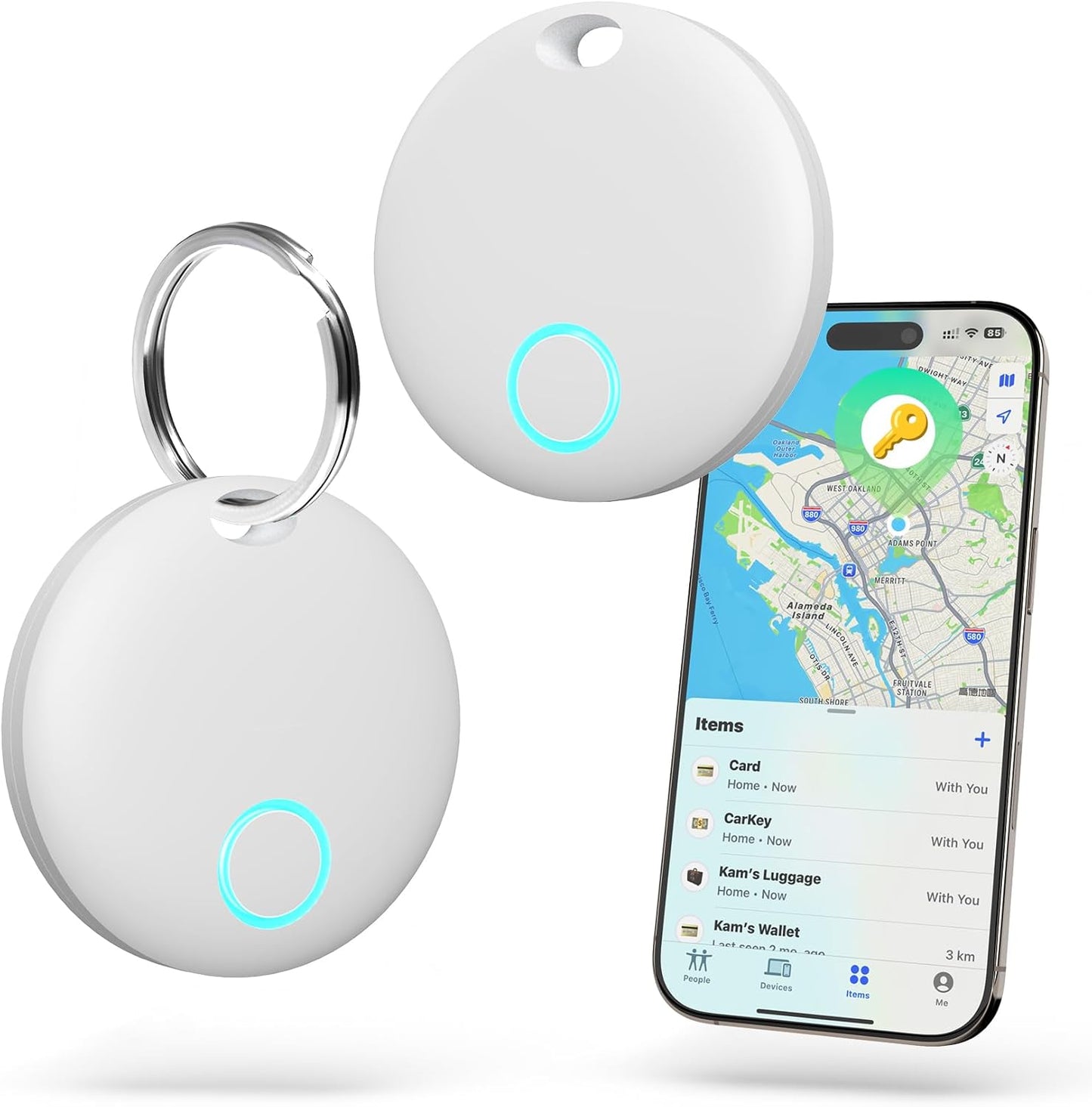 Air Tracker Tags-2 Pack [Apple MFi Certified] (iOS Only), Smart Bluetooth Tracker, Compatible with Apple Find My, Item Locator for Keys, Luggage, Wallet, Suitcase, Bags, IP67 Waterproof