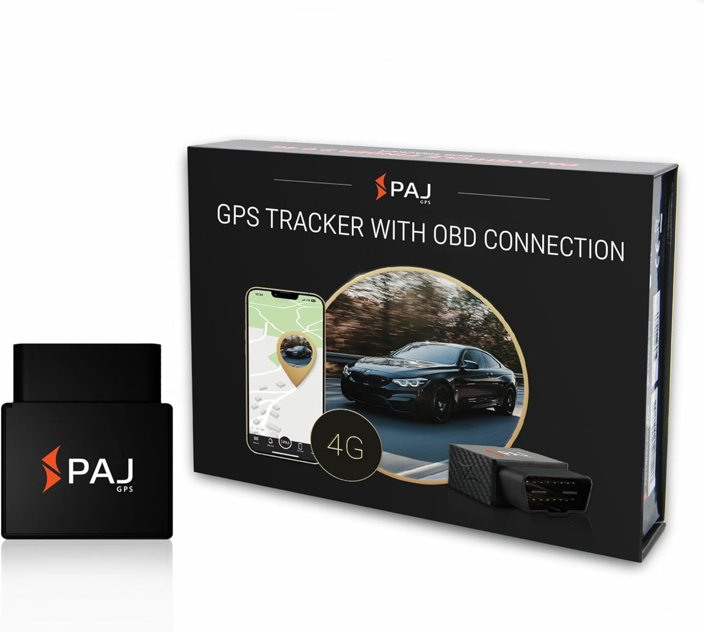 PAJ GPS OBD GPS Tracker 4G LTE, Fleet GPS Tracker, Real Time Tracking Device for Trucks & Transporters, Car Tracking with Alarm Notifications on Location, Speed Monitoring, Permanent Battery via OBD2