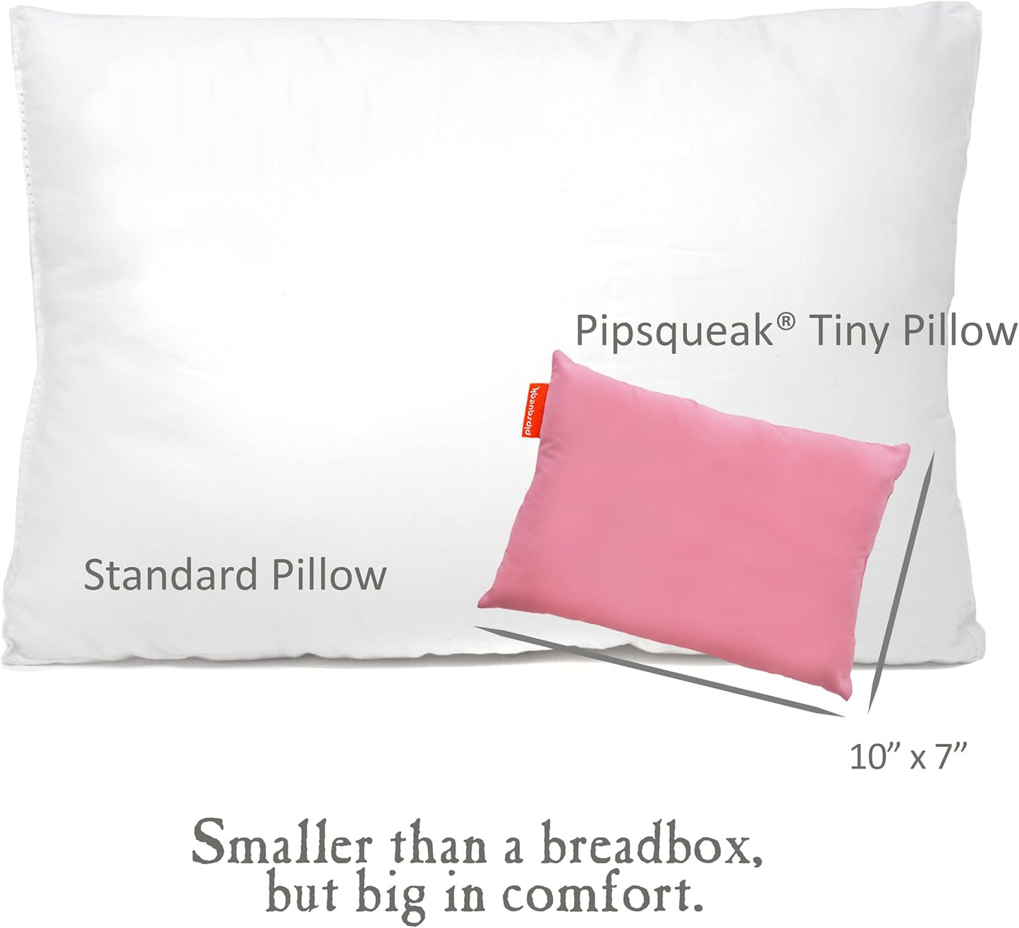 Pipsqueak Pillow - Small, Mini, Tiny - 11 x 7 in - Perfect for Travel, Cars, Airplanes, Camping, Dogs, Toddlers, Kids, Lumbar, Knees and Neck - Ages 2 Yrs and Up