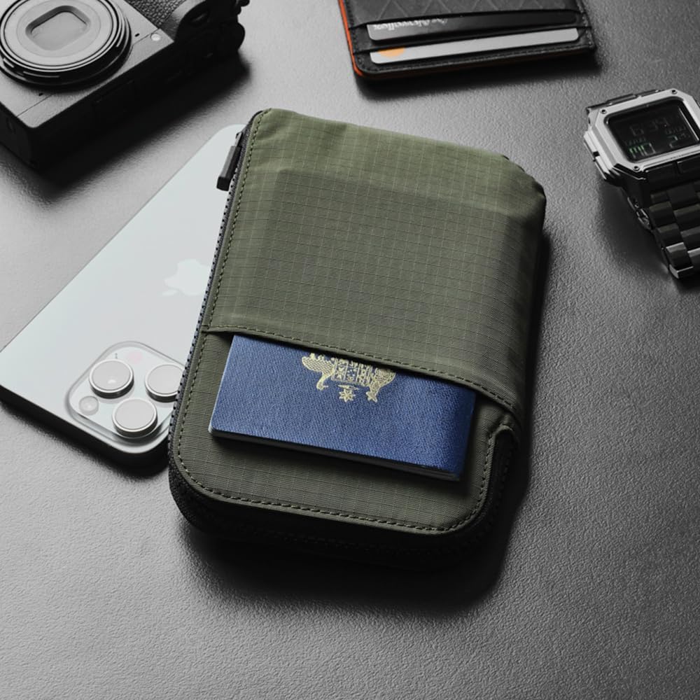 ALPAKA Zip Travel Wallet - Store Your Travel Accessories Efficiently - 3 Internal Pockets For Your Passport and More - 2 Card Slots - Made From Recycled and RFID-Protective Material