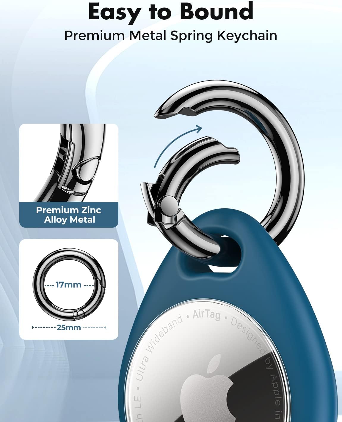 UNBREAKcable AirTag Holder for Apple - 4 Pack Air Tag Case [Fit Tightly Design] [Easy to Install] [Hold Securely] Waterproof TPU Protective Cover with Metal Keychain for Kids,Pet,Luggage,Backpack,Keys