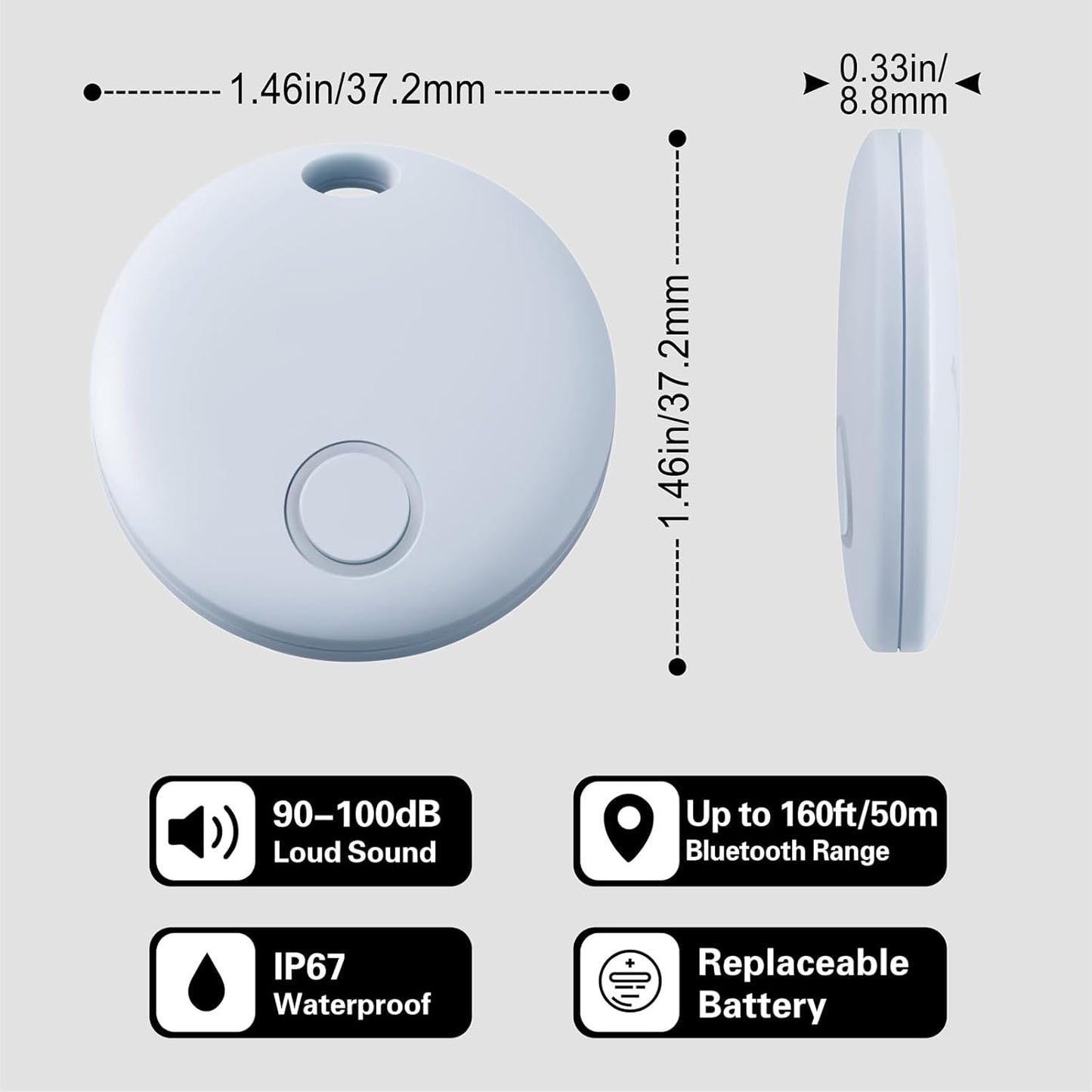 Reyke Air Tracker-4 Pack Smart Tag, Luggage Tracker Works with Apple Find My (iOS Only), Item Finder for Key, Backpack, Wallet, IP67 Waterproof