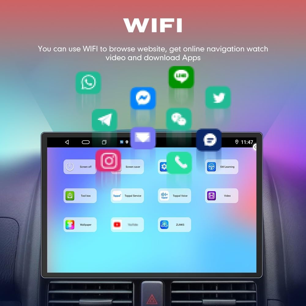 Kunfine CarPlay Android Auto Navigation Stereo GPS Radio Reverse Camera Display 13.1" QLED Touchscreen Headunit Tablet Pad Media Player for Subaru Forester 2007-2013, if Applicable Octa Core 6G+128G