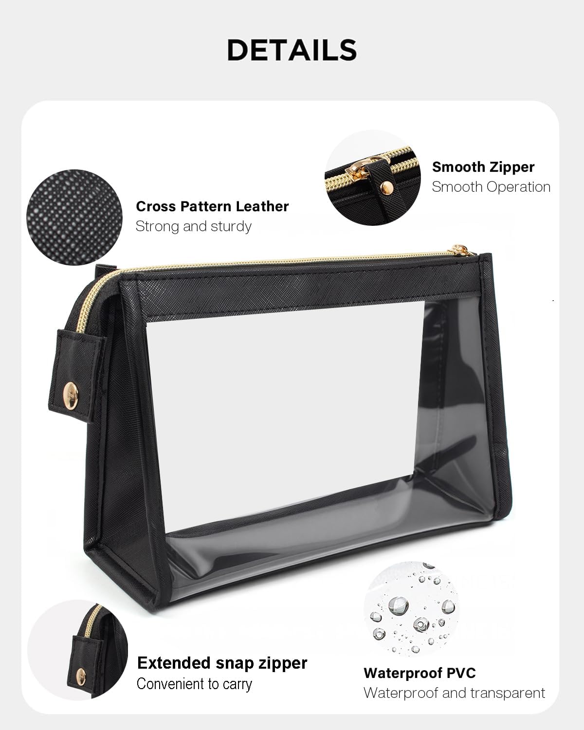 Small Clear Makeup Bag, Waterproof Clear Travel Toiletry Bag Case Cosmetic Bag with Zipper Small Makeup Pouch Travel Bags for Toiletries Travel Essentials Car Organizer