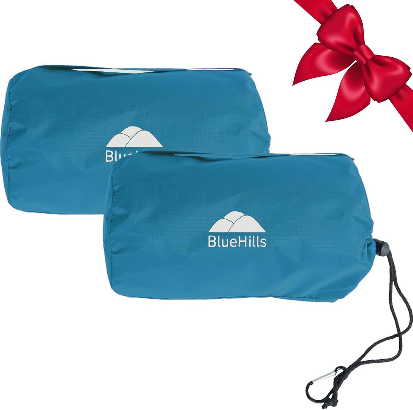 BlueHills Ultra Compact Travel Blankets for Two with Portable Carry Case Case Premium Soft Plush Large Airplane Blankets 2 Pack for Car Plane Train Hotel Layover Peacock -C204-2pk-Teal