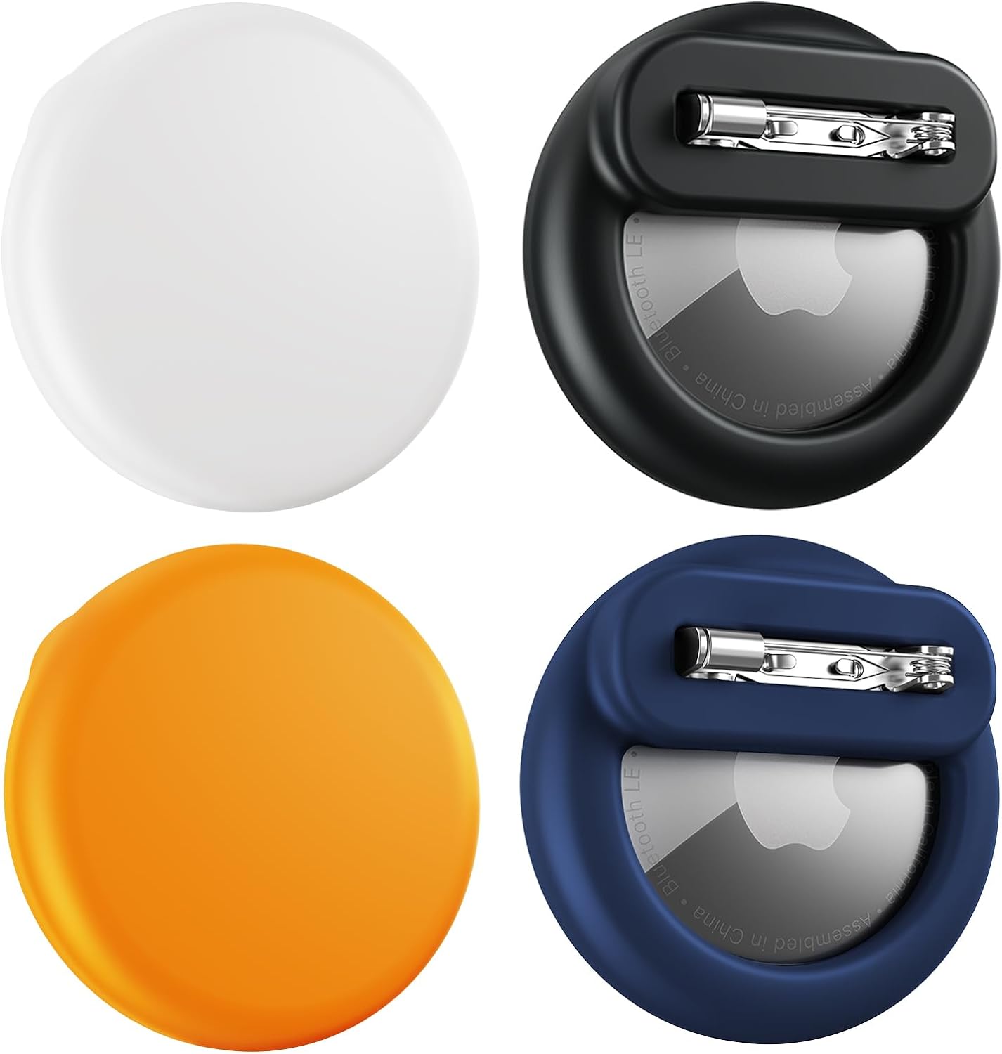 Compatible for Air Tags-4 Pack Apple Kids Hidden, for Airtag Holder for Kid, for AirTag Hidden Kids Holder with Invisible Pin, Anti Lost, for Kid, Elderly,Luggage,Clothing(Black Navyblue Orange White)