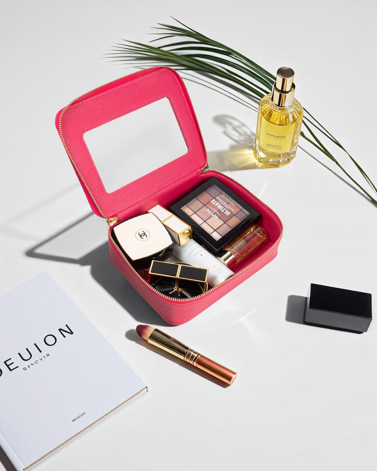 LETGO Clear Makeup Bags, TSA Approved Toiletry Bag with Zipper, Clear Makeup Organizer Fit Carry-on Travel Essentials,Clear Cosmetic Bags for Women Men (A-Rose)