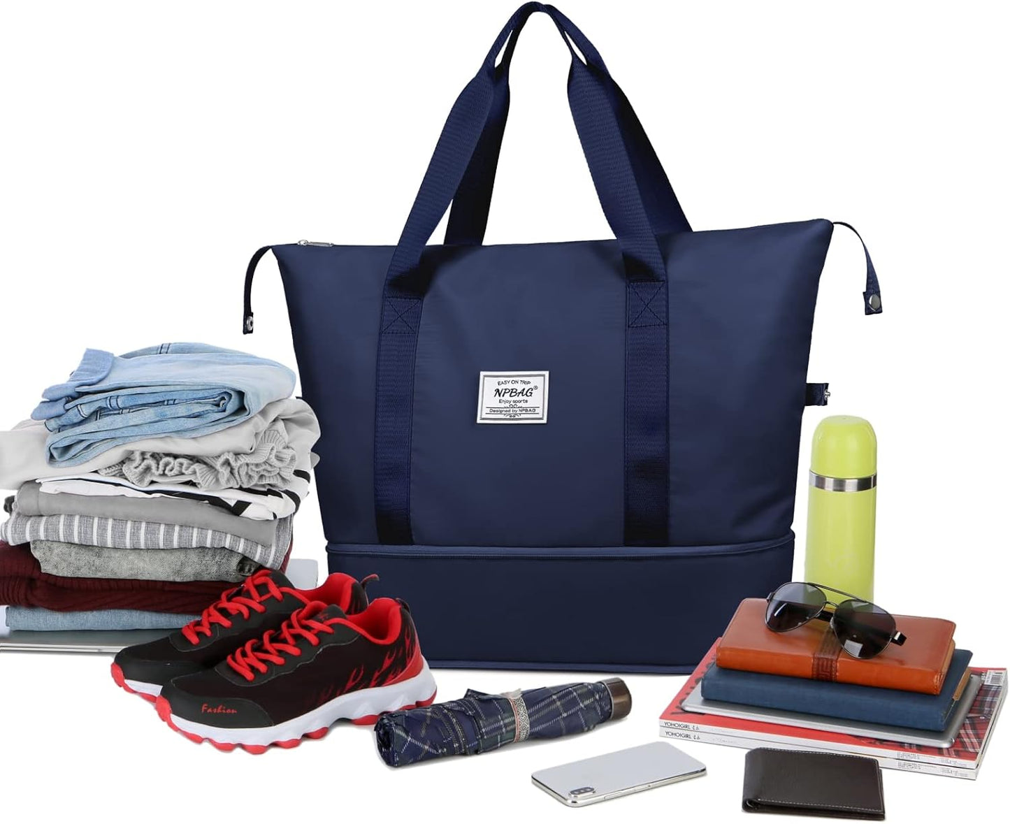 NPBAG Women Travel Duffel, Multi Functional Large Expandable Weekender Carry-on Tote, Gym Workout Overnight Bag, Mommy Hospital Bag for Labor and Delivery