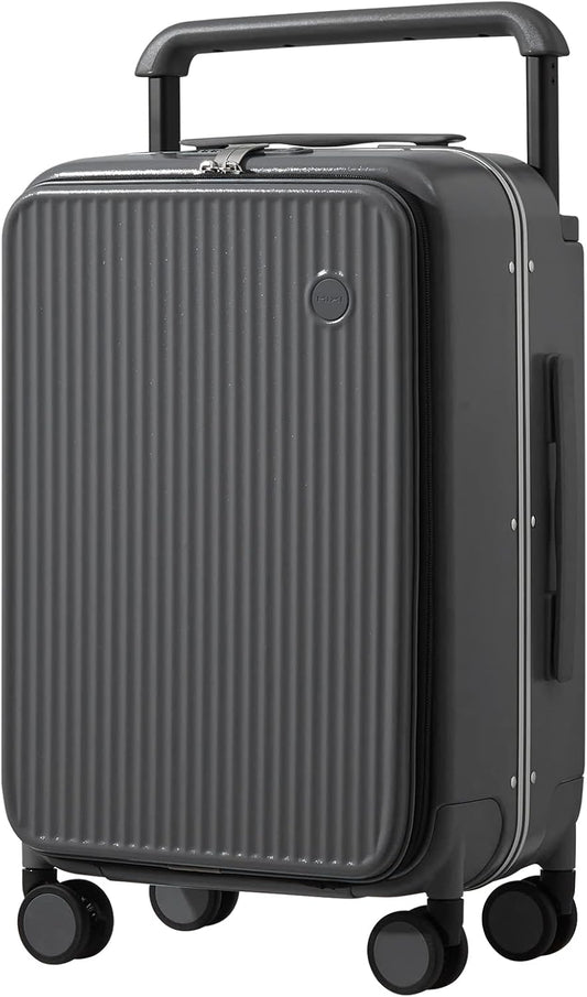 mixi Luggage Suitcases with Spinner Wheels 24'' Travel Luggage with Front Laptop Pocket, Wide Handle PC Hardshell Suitcase with TSA Lock, Checked Luggage(Rock Grey)