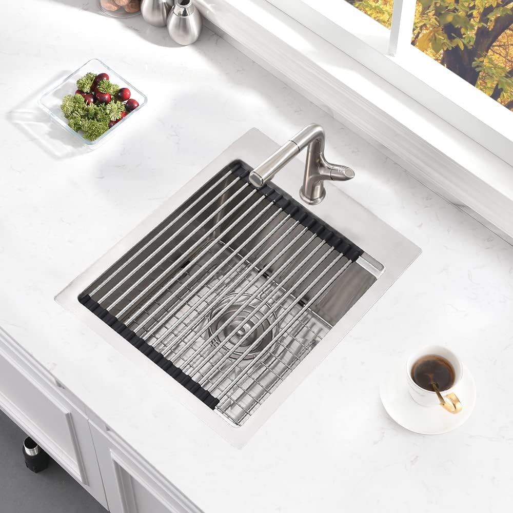 15 Inch Drop In Bar Sink Workstation-Bokaiya 15x20 Small Kitchen Outdoor Rv Sink Stainless Steel 16 Gauge Wet Bar Drop In Single Bowl Island Sinks with Cutting Board