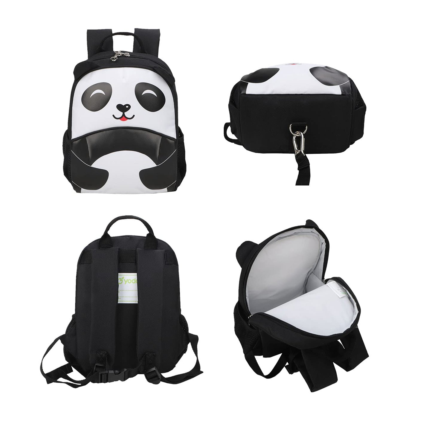 yodo Kids Insulated Toddler Backpack with Safety Harness Leash and Name Label - Playful Preschool Lunch Boxes Carry Bag, Panda