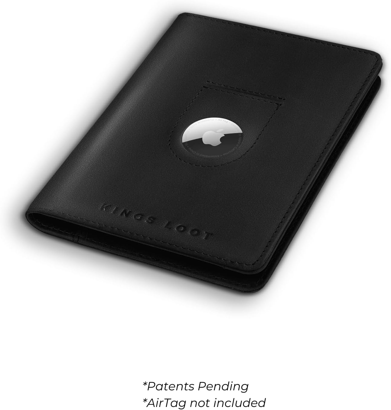 Kings Loot Passport Holder Wallet | RFID Blocking Leather Travel Wallet with Built-in Airtag Holder | Holds 1-6 Cards & Passport | Easy Pull Tab | Travel Wallets (Onyx Black)