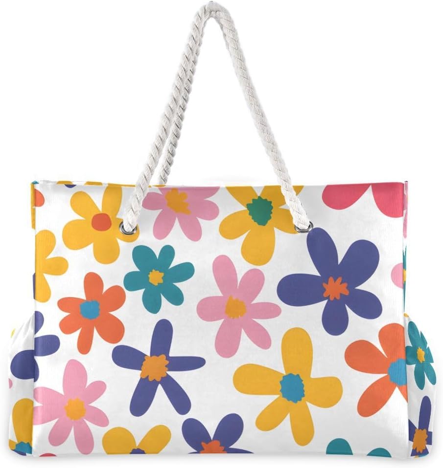 senya Large Beach Bags Totes Canvas Tote Shoulder Bag Soft Wave Water Resistant Bags for Gym Travel Daily Ocean