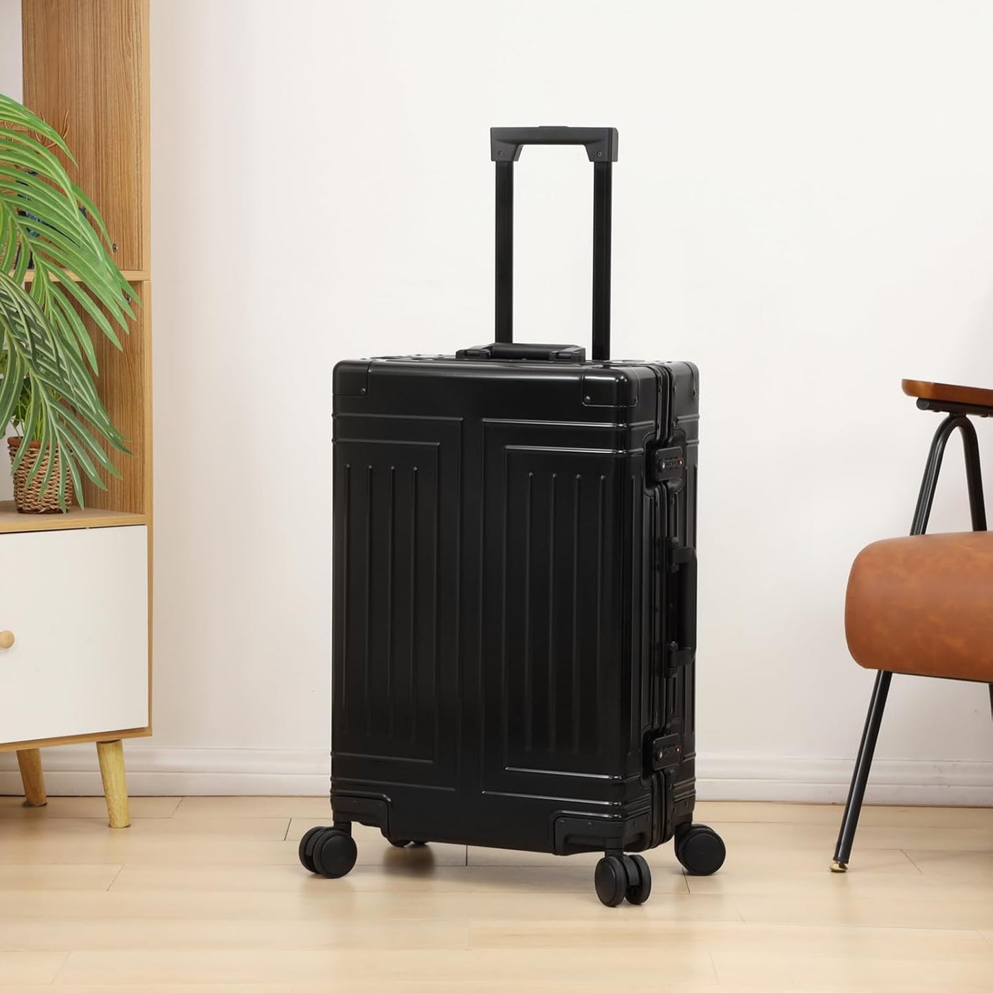 All Aluminum Magnesium Carry On Luggage，Cut from Whole Aluminum Sheet，22x14x9 Airline Approved ，（3rd Generation，Premium Magnesium Metal zipperless suitcase ） (black, 24inch)