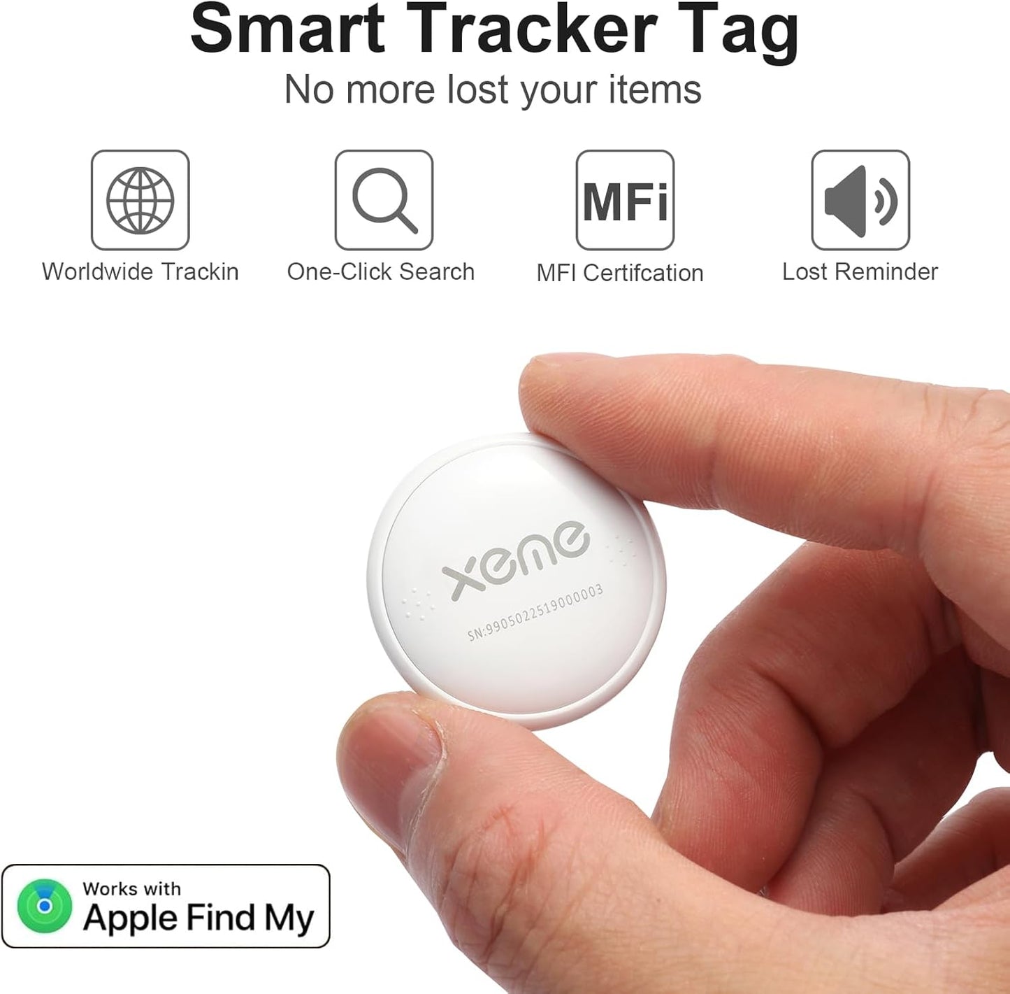 Key Finder, Bluetooth Tracker Locator Pairs with Apple Find My (iOS only), Item Locator Smart Tracker Tag for Keys/Luggage/Wallet, etc. (WHITE-4PCS)
