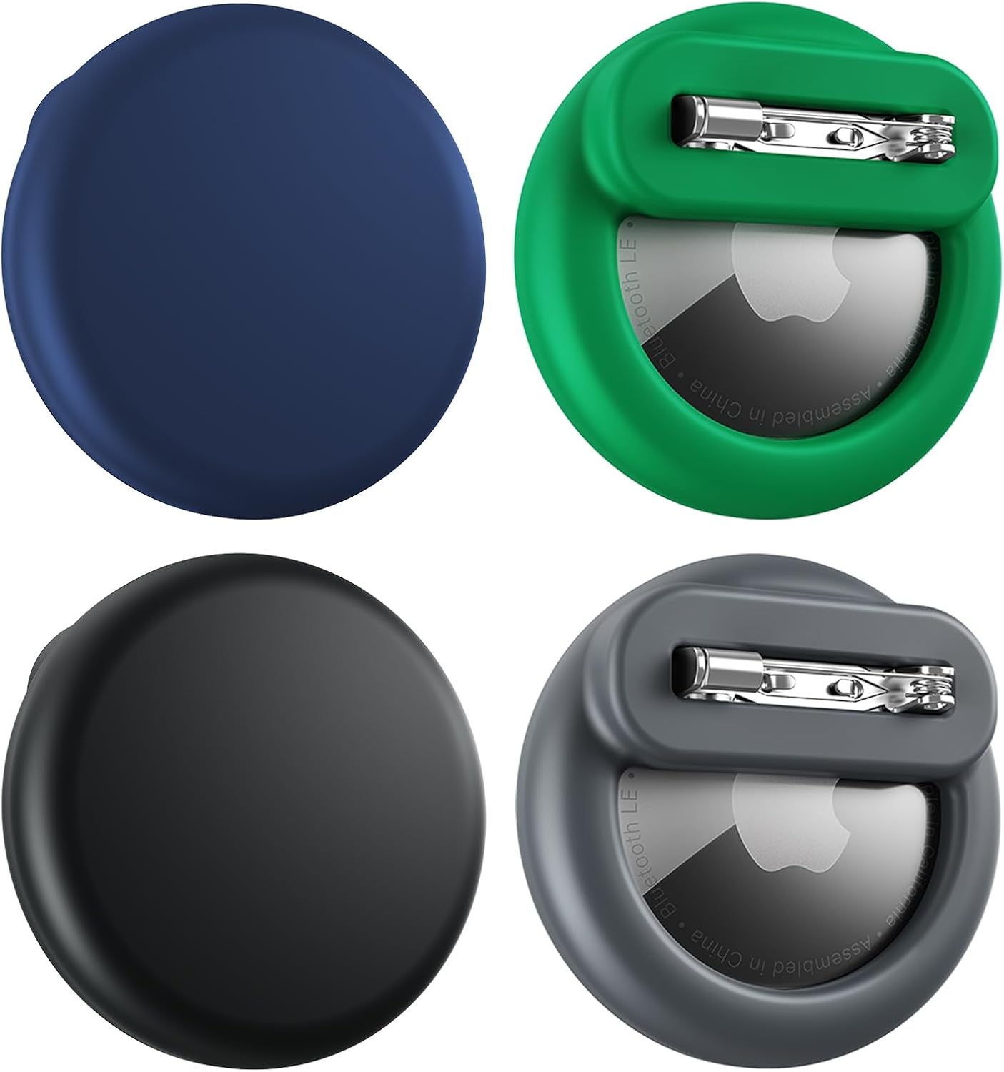 Compatible for Air Tags-4 Pack Apple Kids Hidden, for AirTag Hidden Kid Holder with Invisible Pin, for Kids, Elderly, Luggage, Clothing (Black Dark Green Gray Navy Blue)