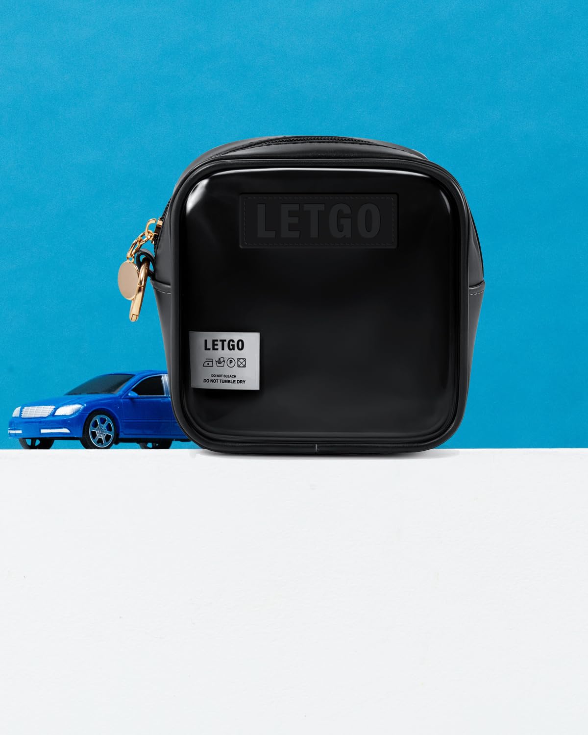 LETGO Clear Makeup Bags - TSA Approved Toiletry Bags with Zipper,Clear Toiletry Bag(Mini Black)