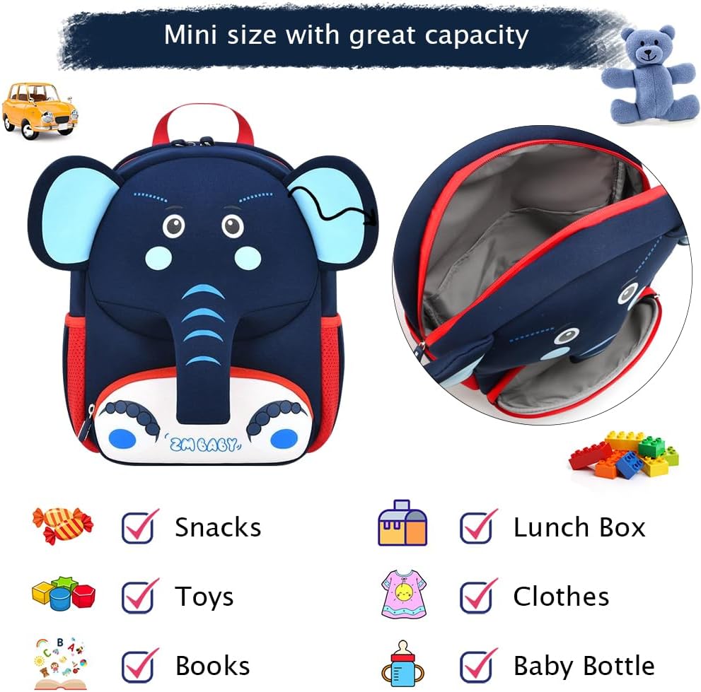 Padgene Toddler Harness Backpacks Safety Leash Kids Anti Lost Kindergarten Preschool Backpack Neoprene Lightweight Animal Schoolbag 3D Cartoon Dinasour Mini Travel Bag for Boys Girls Ages 3-5