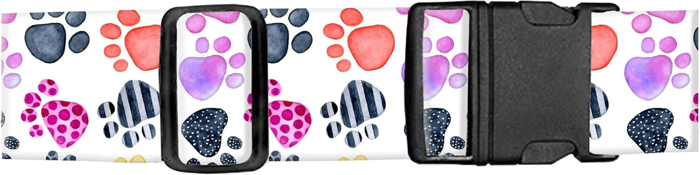 Luggage Straps for Suitcases, Adjustable Travel Belt, Durable Wide Luggage Strap, Cute Suitcase Strap Identifiers with Buckle, Bag Straps for Luggage, Cute Colorful Paws