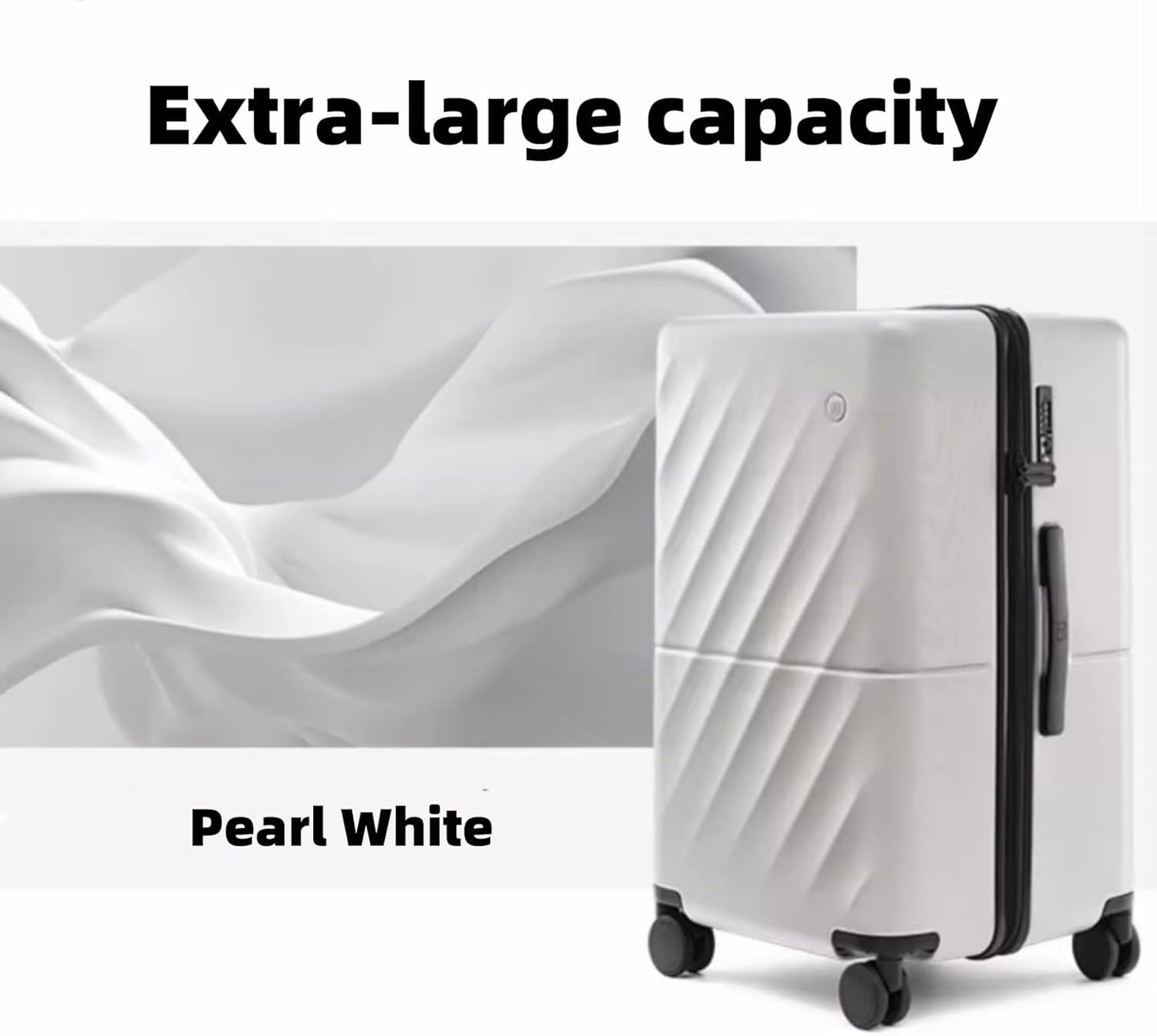 NINETYGO Trunk Luggage 26 Inch, Medium Checked Luggage with Double Spinner Wheels, Anti-Burst Zipper, Hard Case PC Suitcase, Lightweight Travel Luggage, TSA Approved (Pearl White, Hudson)