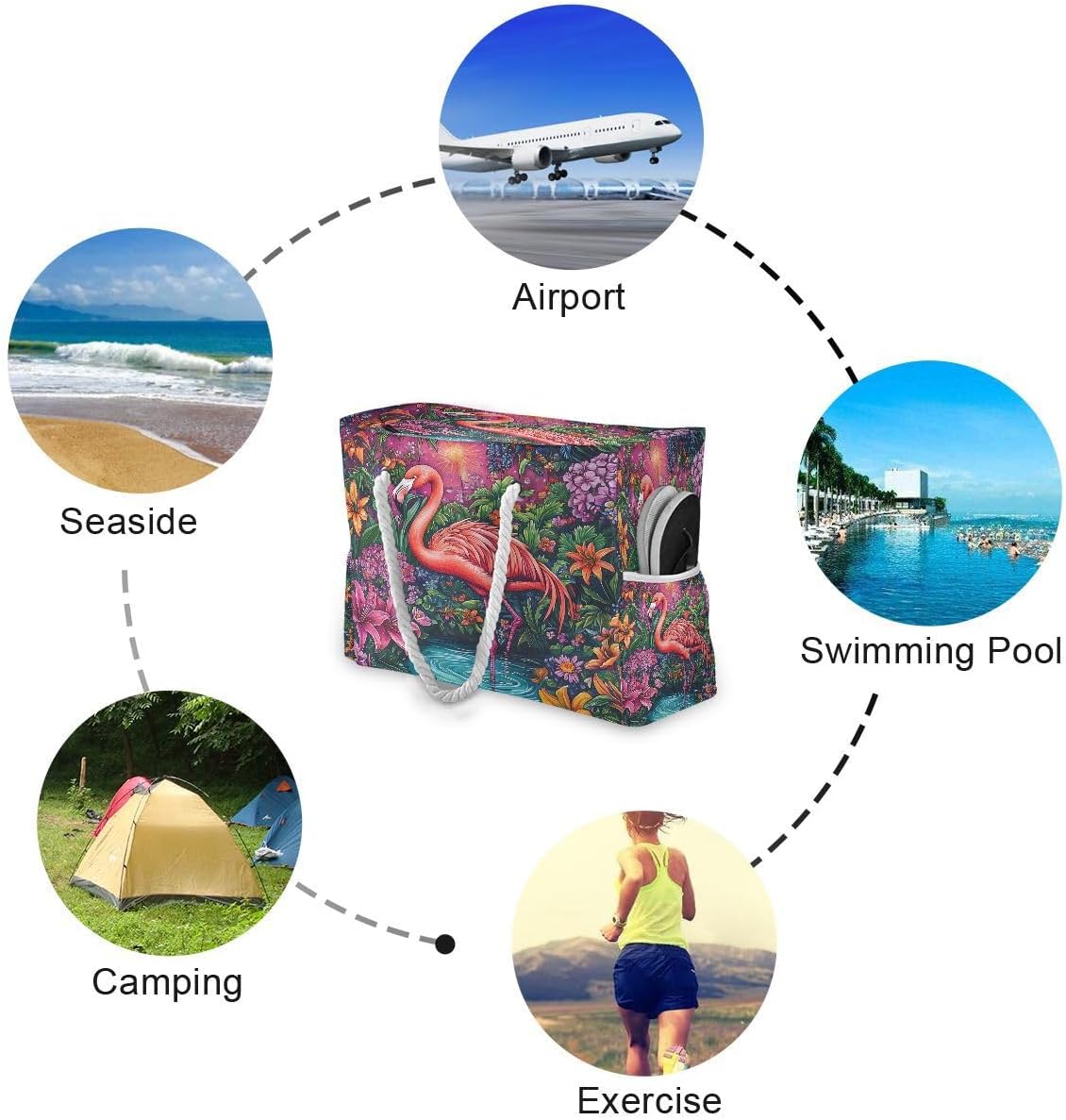 senya Large Beach Bags Totes Canvas Tote Shoulder Bag Soft Wave Water Resistant Bags for Gym Travel Daily Ocean